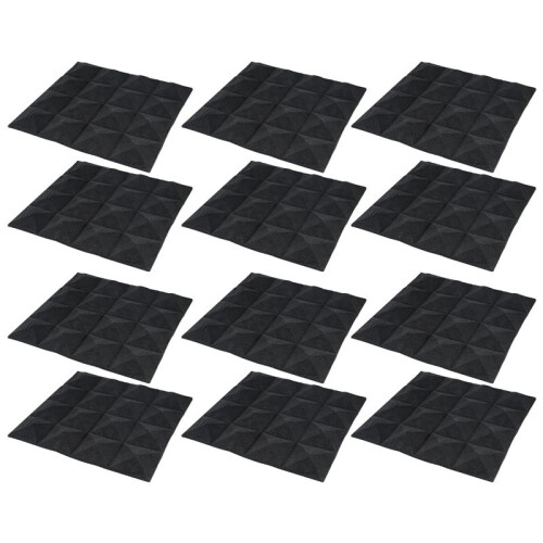 12 pcs- Schallschutzschaum Schallabsorption Pyramide Studio Behandlung Wandpaneele