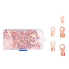 Open Copper Ring Lug Terminals Wire Crimp Connector Assortment Kit OT 10A 20A 30A 40A 50A (Pack of 70)