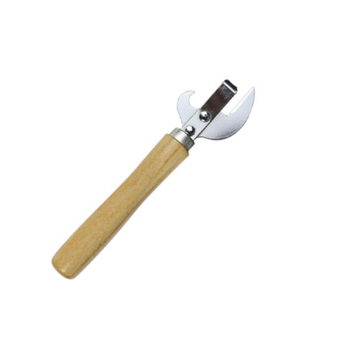 Manual Can Opener with Wooden Handle - Multi-Use Kitchen Tool 1