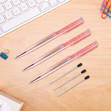 Rose Gold Stift Bling Kristall Kugelschreiber Schwarzer Tintenstift mit 3 Zusaetzlichen Minen (Rose Gold 3 Pack)
