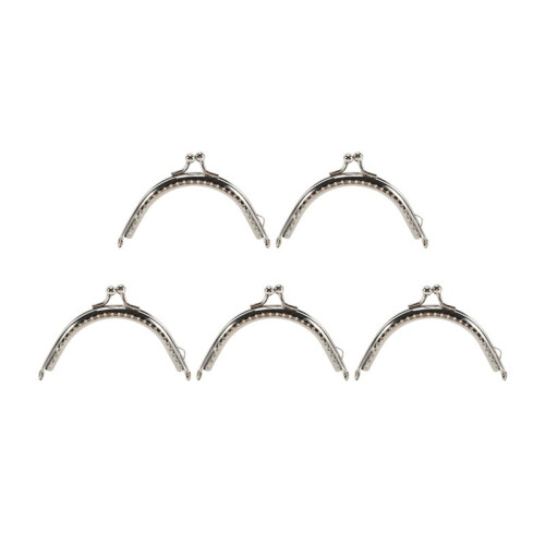 5 Metal Frames Snap Clasp Arch Pattern Coin Style Purse Silver