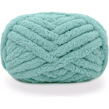 (Cyan) 1Pcs Chunky Knit Chenille Yarn – Super Soft Big Jumbo Blanket Yarn for Hand Knitting