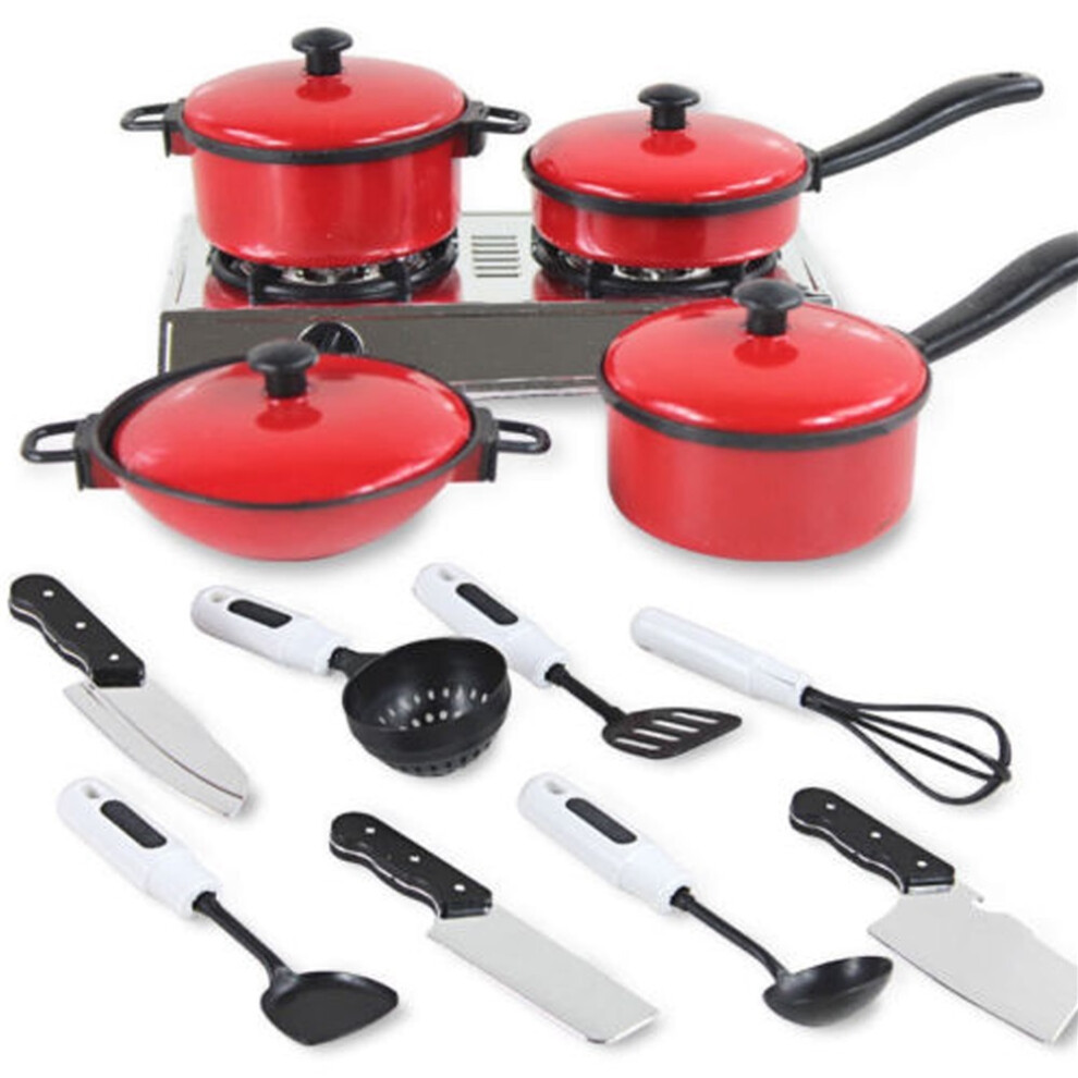 Zytweed (Red) 13Pcs Kitchen Utensils Set – Cooking Pots Pans Dishes Cookware Kid Toys For Play Red