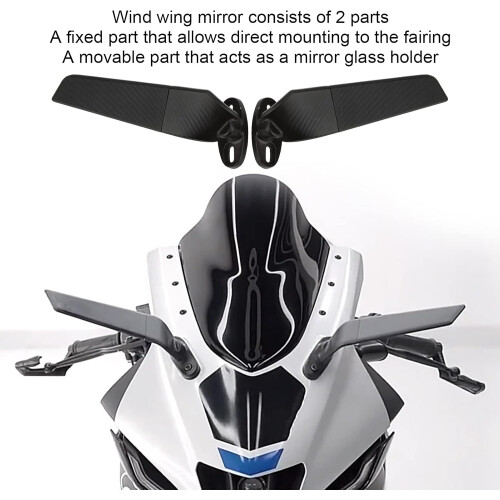 2pcs Motorcycle Side Mirror, Adjustable Rotating Wind Wing Mirror Replacement Compatible with Ninja 250, 300, H2, H4_Special Gift 2