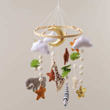 Handmade Woodland Compatibleest Animals Felt Baby Mobile Wooden Felt Baby Crib Mobile Felt Mobile Toy_Special Gift
