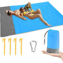 Telo da spiaggia, 79''83'' Tappetino da spiaggia per 3-5 adulti, impermeabile, anti-sabbia, grande tappetino da gioco, grande e compatto, senza sabb