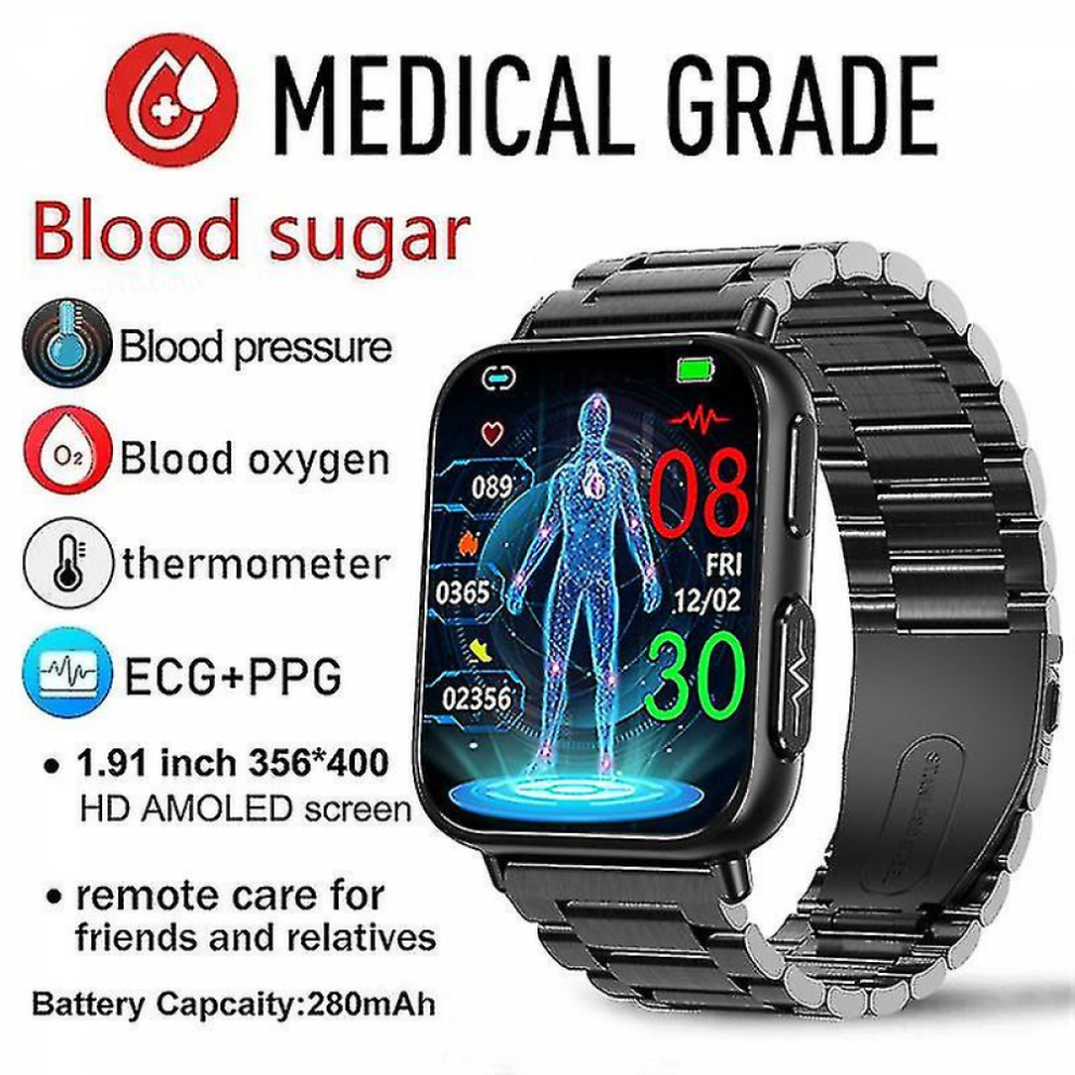 2023 New Blood Sugar Smartwatch Men 1.91 Inch 365*400 Hd Screen Ecg+Ppg Smart Watch Monitoring Non-Invasive Blood Glucose Watch Newway_special Gift 6902344658289