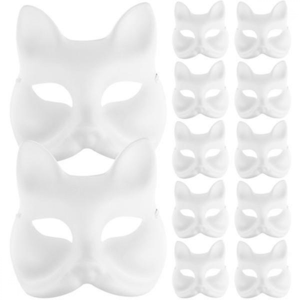 Black Friday 12Pcs Fox Mask Japanese Half Mask Blank Diy Mask Half Fox Mask Blank Prop_special Gift 6902344658302