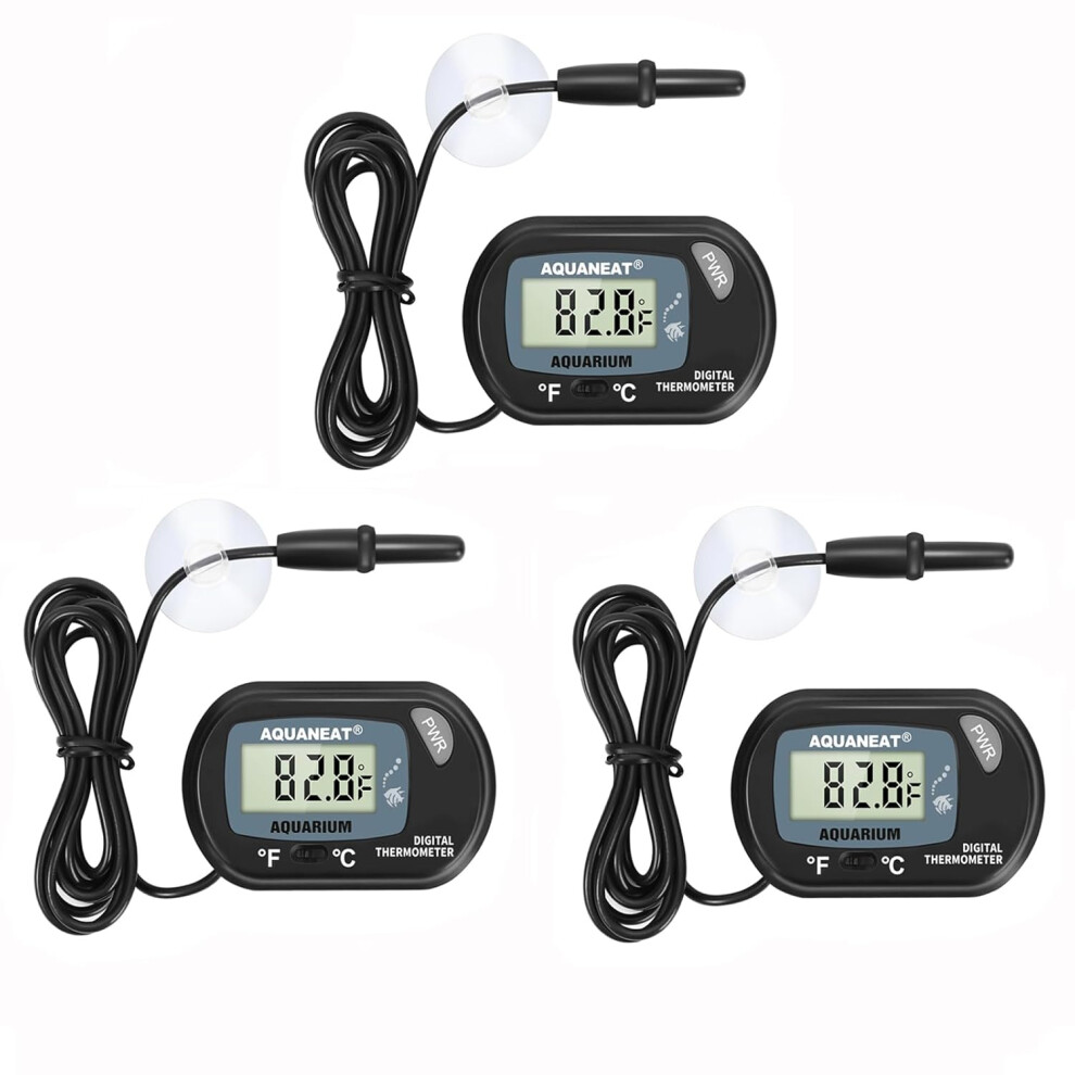3 Pack Aquarium Thermometer, Fish Tank Thermometer, Digital Thermometer, Reptile Thermometer, Terrarium Water Temperature Test, With Large Lcd Displa 6902344664853