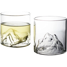Vintage Japanese style Mountain Whiskey Glass,Set of 2 Rocks Glasses in Gift Box,Glass for Drinking Bourbon,Scotch,Cocktails or Tea,The art of drinki