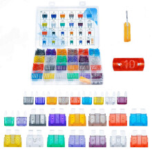 Assortiment van 250 autozekeringen (standaard en mini) met een stroomsterkte van 2A/ 3A/ 5A/ 7,5A/ 10A/ 15A/ 20A/ 25A/ 30A/ 35A/ 40A/ 45A/ 50A, compa