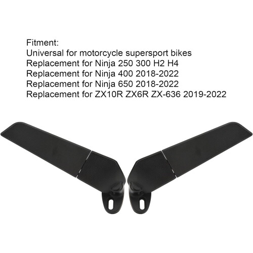 2Pcs Modified Motorcycle Wing Rearview Mirrors, Adjustable Rotating Side Mirrors Wind Swivel Wing Mirrors, Multi-Angle, Compatible with Ninja 250, 30 2