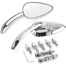 Chromen doodskop-druppelvormige achteruitkijkspiegels met doos, compatibel met Harley Dyna Electra Glide, 8 mm/10 mm motorfiets zijspiegels_Speciaal