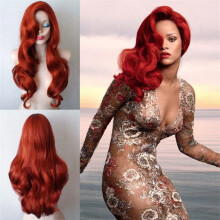 Long Wavy Copper Orange Red Synthetic Wig Little Mermaid Princess Red Hair for Women Darg Queen Halloween Cosplay_Special Gift