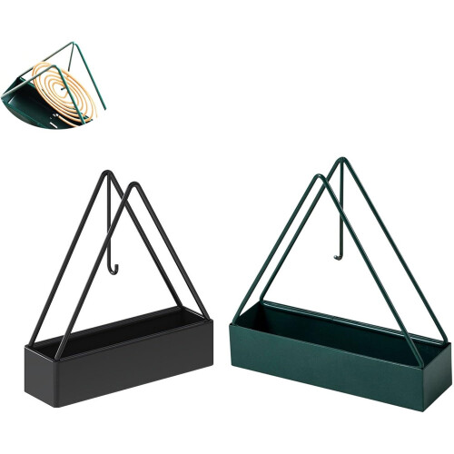 2 Pack Coil Insense Burner Mosquito Coils Holder Full Metal Triangular Hanging Coil Tray Ash Catcher Storage Bracket Coil Vertical Stand Support Base