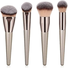 Professionele make-upkwastenset: premium synthetische foundationkwast, mengkwast voor poeder, taps toelopende kabuki-kwast voor vloeibare foundation,
