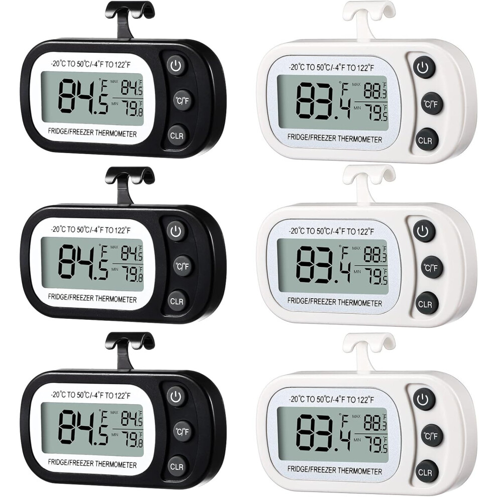 6 Pieces Refrigerator Thermometer Digital Freezer Room Thermometer Waterproof Fridge Thermometer Freezer Monitor With Magnetic Back, Max/Min Record F 6902344659507