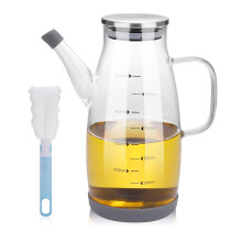 1-Liter-Olivenölspender aus Glas (bleifrei) mit Edelstahldeckel und passenden Essigflaschen, Küchenbehälter-Set (1 Stück)