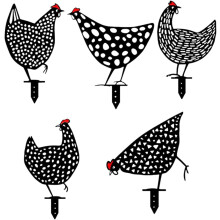 5 stuks kippenfiguren voor in de tuin - Uitgeholde haanfiguren voor in de tuin, op het gazon, het pad of buiten - Speciaal cadeau