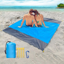 Coperta tascabile portatile da picnic, tappetino da spiaggia impermeabile, pieghevole, leggero, per campeggio, per esterni, sabbia, spiaggia, 82" x 7
