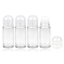 4 Pcs 50ml/1.7oz Roll-on Deodorant Bottles Perfume Essential Oil Roller Bottles DIY Travel Deodorant Container With Plastic Roller Ball&Clear Cap_Spe