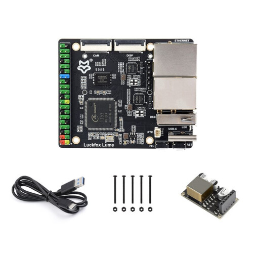 Luckfox Lume Linux Development Board Based  T153 Dual Gigabit Ethernet  128MB DDR3 Memory 256MB Flash with POE Module