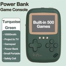 Handheld Games Console Power Bank 10000mAh, 2.8 Inch Portable Games Console,Game Console with Classic Games Green