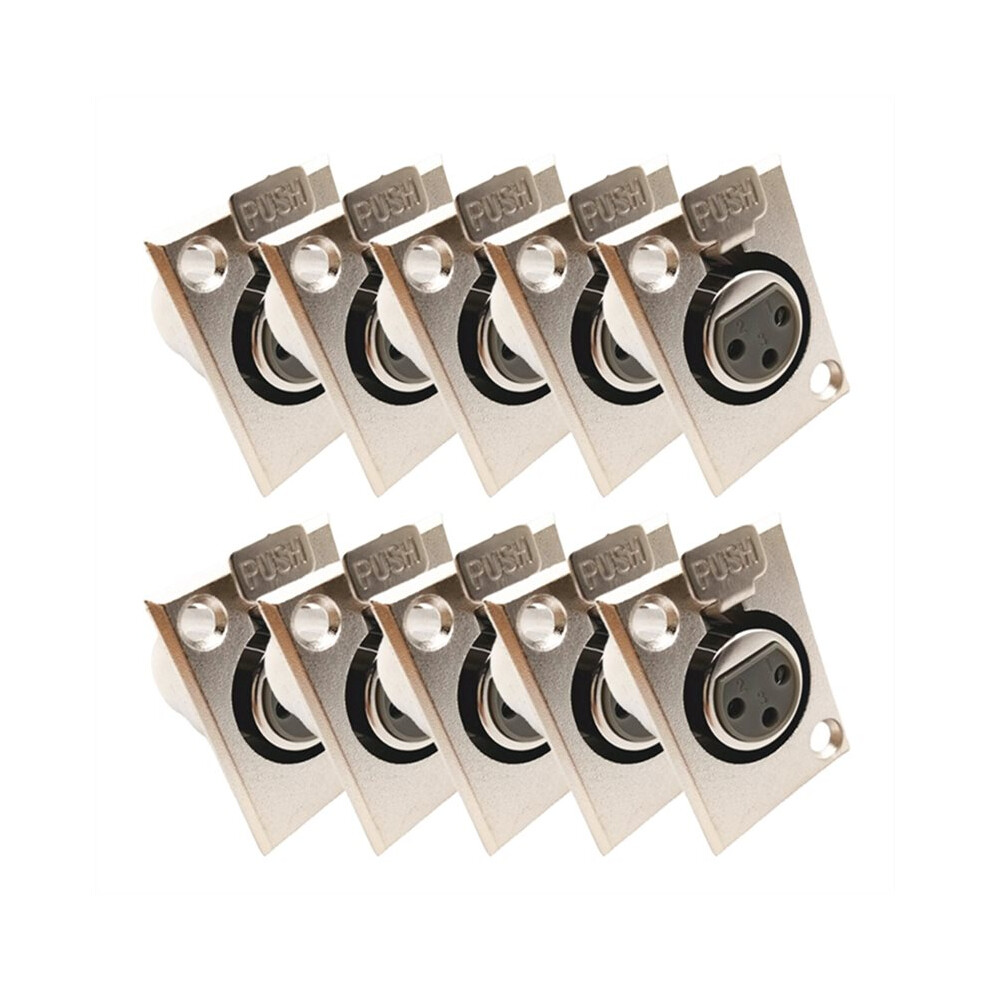 10Pcs 3 Pin Xlr Male Female Connector Panel Mount Jack Socket For Microphone Amplifier Accessories 6Mm Cable Diameter Silver 6031042768607