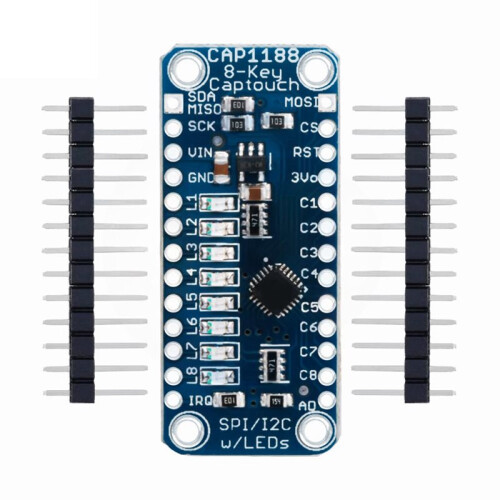 CAP1188 8-Key Capacitive Touch Sensor Module 3V-5V SPI Interface Board with LED Indicator Breakout for DIY Electronic 2