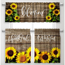 (54" X18" 27" x36" x2(3 Piece), Yellow) Ocean Beach Kitchen Curtains Set 3Pcs – Coastal Floral Window Valances for Cafe Living Room Blue