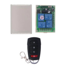Relé de Controle Remoto Sem Fio + Receptor e Transmissor de 4 Canais 433MHz para Portas Elétricas/Interruptores de Controle de Acesso DC12V