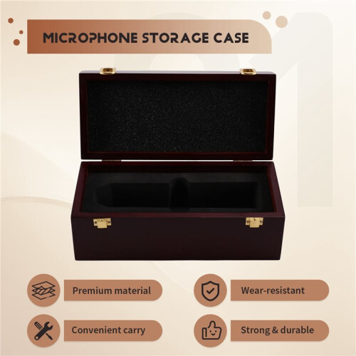 Wood Mic Storage Box Portable Multifunctional Storage Microphone Carrying Case Wireless Mic Protective Box 1