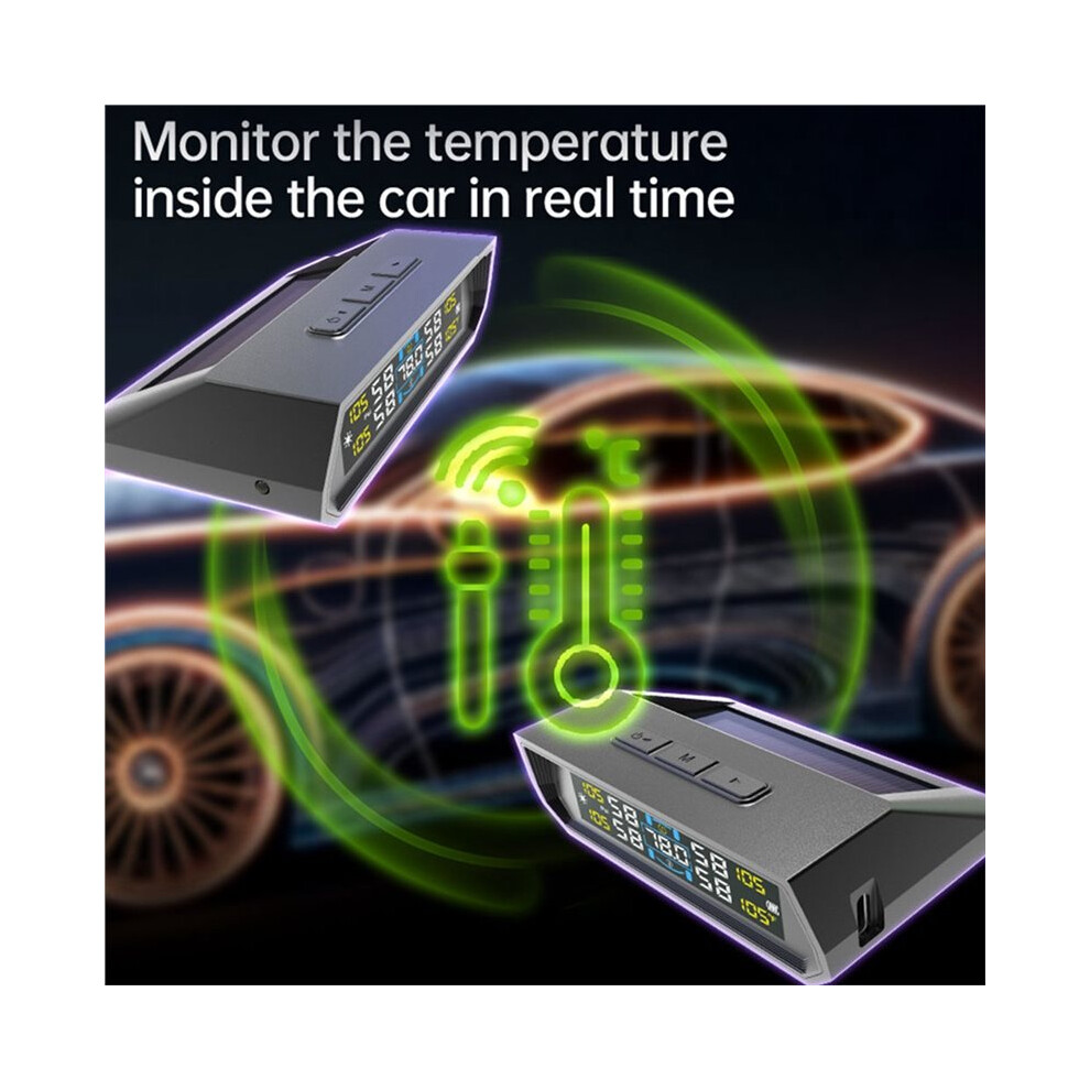 T17 Car Tpms With Usb Solar Powered Display 433.92Mhz 4 External Tire Sensors For Auto Tyre Security Device 4712439121121