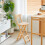 Living And Home Bamboo Folding Bar Stool Counter Height Dining Chair with Backrest and Footrest 2
