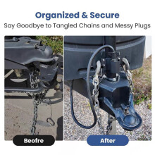 Trailer Chain Organizer with Inverted Plug Design for 7 Way Wiring Harness and Secure Management RVs,Campers Trailers