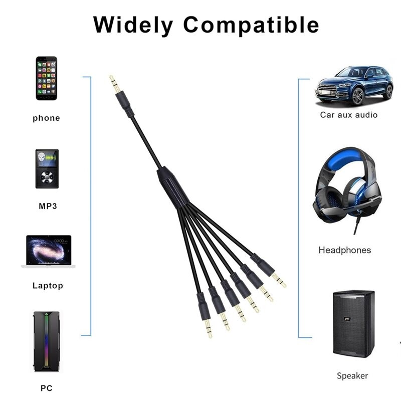3.5mm Headphone Jack Audio Splitter Cable 3.5mm TRS Cable 1 Male to 6 ...