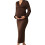 Office Professional Maternity V Neck Long Sleeve-brown M 1