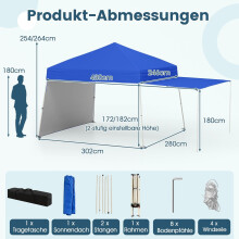 Pop-Up Pavilion Tent with Convertible Awning, 430x280cm