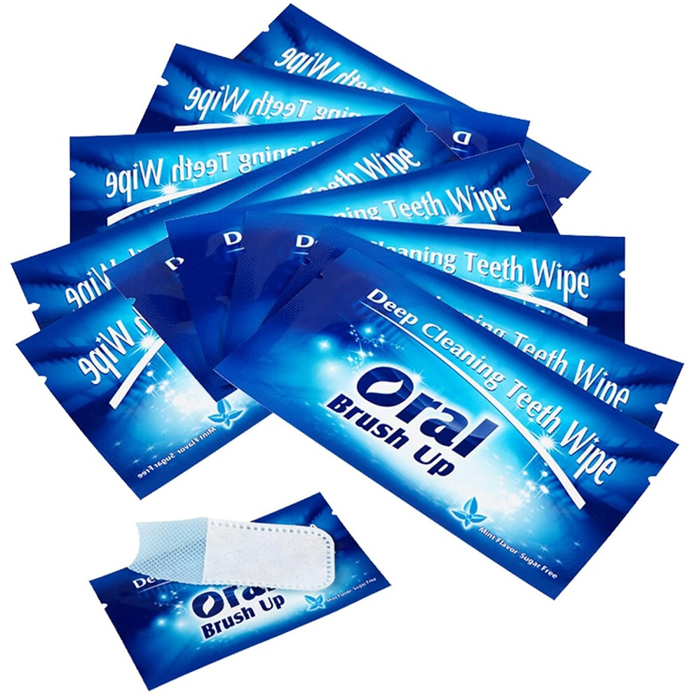Gogerstar 50Pcs Disposable Wipe Oral Finger Brush Up Toothbrush, Fast Stain Removal Teeth Cleaning Tools, Soft Gentle Non-Sensitive Dental Wipes