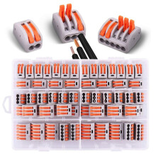 60 sähköliitintä käyttötangoilla, Conductor Compact Wire Connectors Kit, 30 2-tie-valaisinta, 20 3-tie-valaisinta ja 10 5-tie-valaisinta_Speci