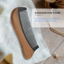 Peigne À Cheveux En Bois de Santal Vert Naturel - Pas de Statique Bois Fine Dent Peigne En Corne de Buffle Noir (Bois de Santal Vert)