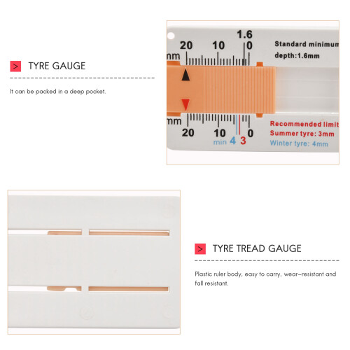 Tyre Tread Depth Gauge Car Motorcycle Trailer Van Wheel 2
