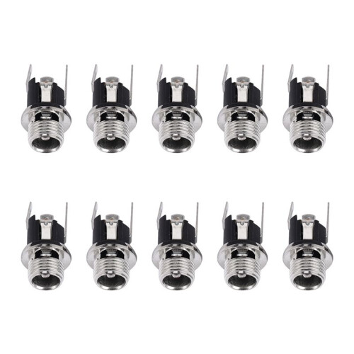 10pcs  Power Supply Jack Socket Female Panel Mount Connector 5.5x2.1mm New