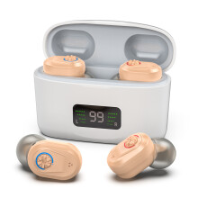 Rechargeable Hearing Aids, Invisible Sound Amplifiers with LED Display for Seniors & Adults (Multicolor)
