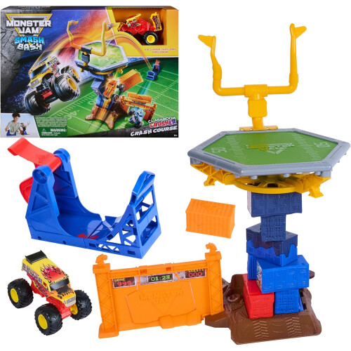 Spin Master Monster Jam Smash & Bash CLASSROOM CRUSHER Crash Course Playset with Launcher