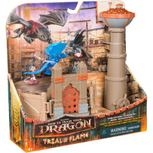 Dreamworks Dragons, Trial of Flame, World of Berk: Torch Tower, 2 Dragon Figures with 2 Viking Figures, Playset