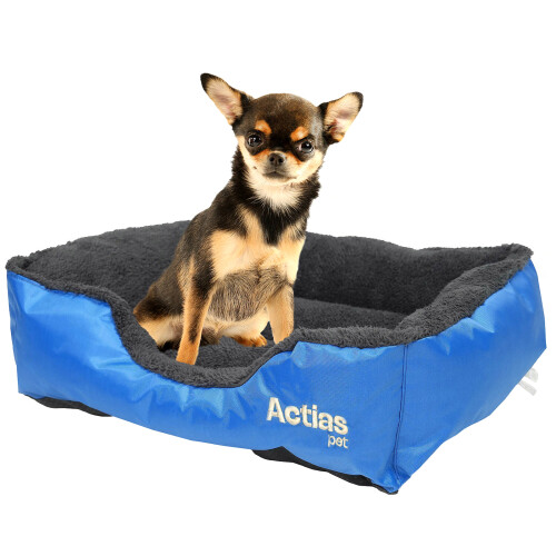 Soft Washable Dog & Cat Bed (Blue, Small) 1