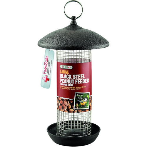 Gardman Gardman Large Steel Peanut Bird Feeder Black