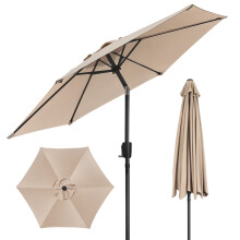(Beige) 2M Garden Parasol Outdoor Patio Sunshade Umbrella