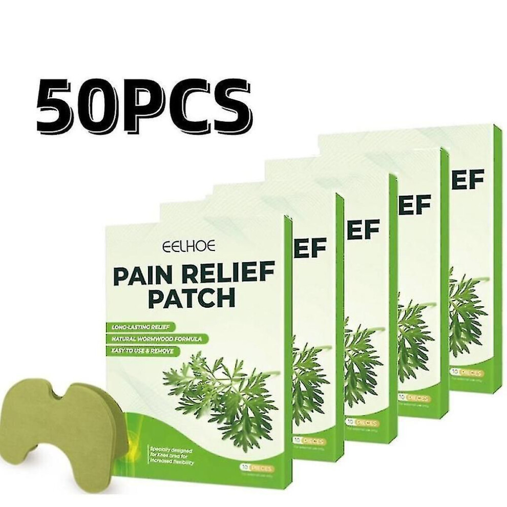 50pcs Knee Patch Wormwood Knee Sticker Plaster Extract Analgesic Cartilage Pain Relieving Patch Self-heating Herbal